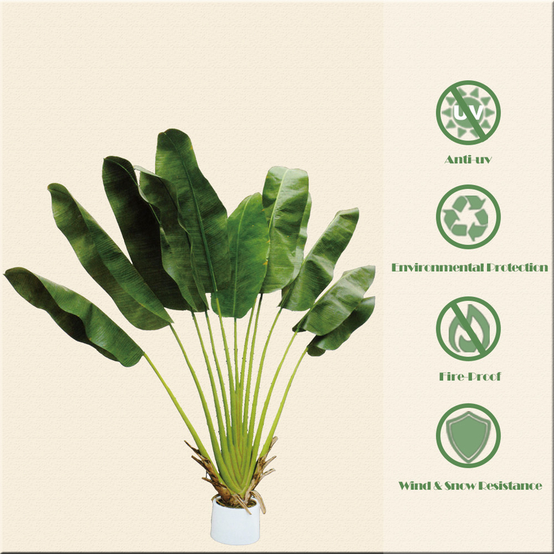 2mのグラス ファイバーの人工的な鉢植えな植物の屋内常緑の装飾的なバナナの木