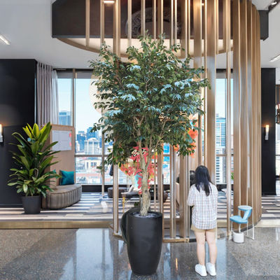 室内・室外 偽のシルク植物 2.8m 9.3ft フィカス 人工樹 家,オフィス,リビングルーム,そして庭園の飾り付け