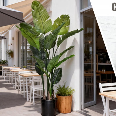 高品質リアルタッチリーフ人工植物ストレリチア・ニコライ耐火性フェイクバードオブパラダイス（屋内および屋外用）