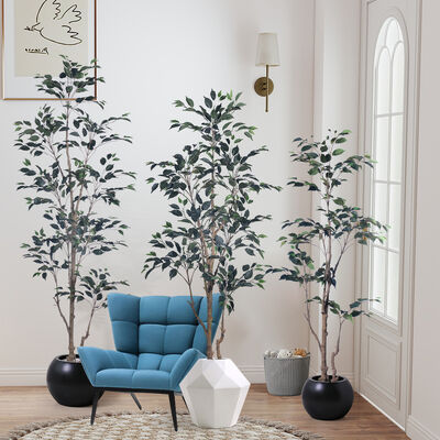 Indoor/Outdoor UV Protected Artificial Plants Banyan Tree High-Fidelity PE Decorative Art High-Low Leaves for Easter Home Decor