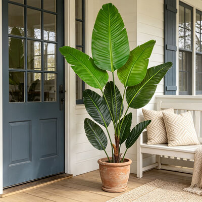 人工植物シミュレーション トラベラーズバナナツリー 天然パーム繊維の樹皮で 工場直結 偽の熱帯緑地 商業用景観